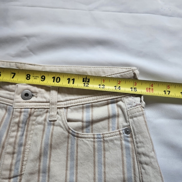 Pilcro Anthropologie Anthro Stripe High Rise Slim Boyfriend Shorts Cream Blue 27 - Picture 9 of 16